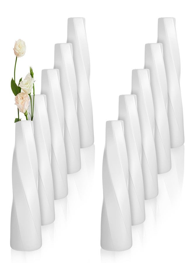 AojSup 10 Pack Small Plastic Vases for Flowers, White Vases for Centerpieces - Composite PP Material Unbreakable Floral Arrangement Containers for Wedding Party Home Decor (8 x 2.9 Inches) - Image 1